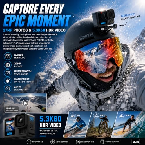 Detalle de GoPro HERO13 Black Action Camera Bundle with 3 Enduro Batteries & 64GB SD: All-Day Adventure Gear