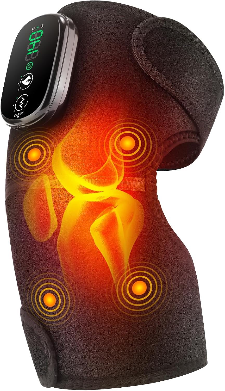 Detalle de FlareMore draadloze verwarmde kniebrace met touchscreen, 4 motoren en 5 standen