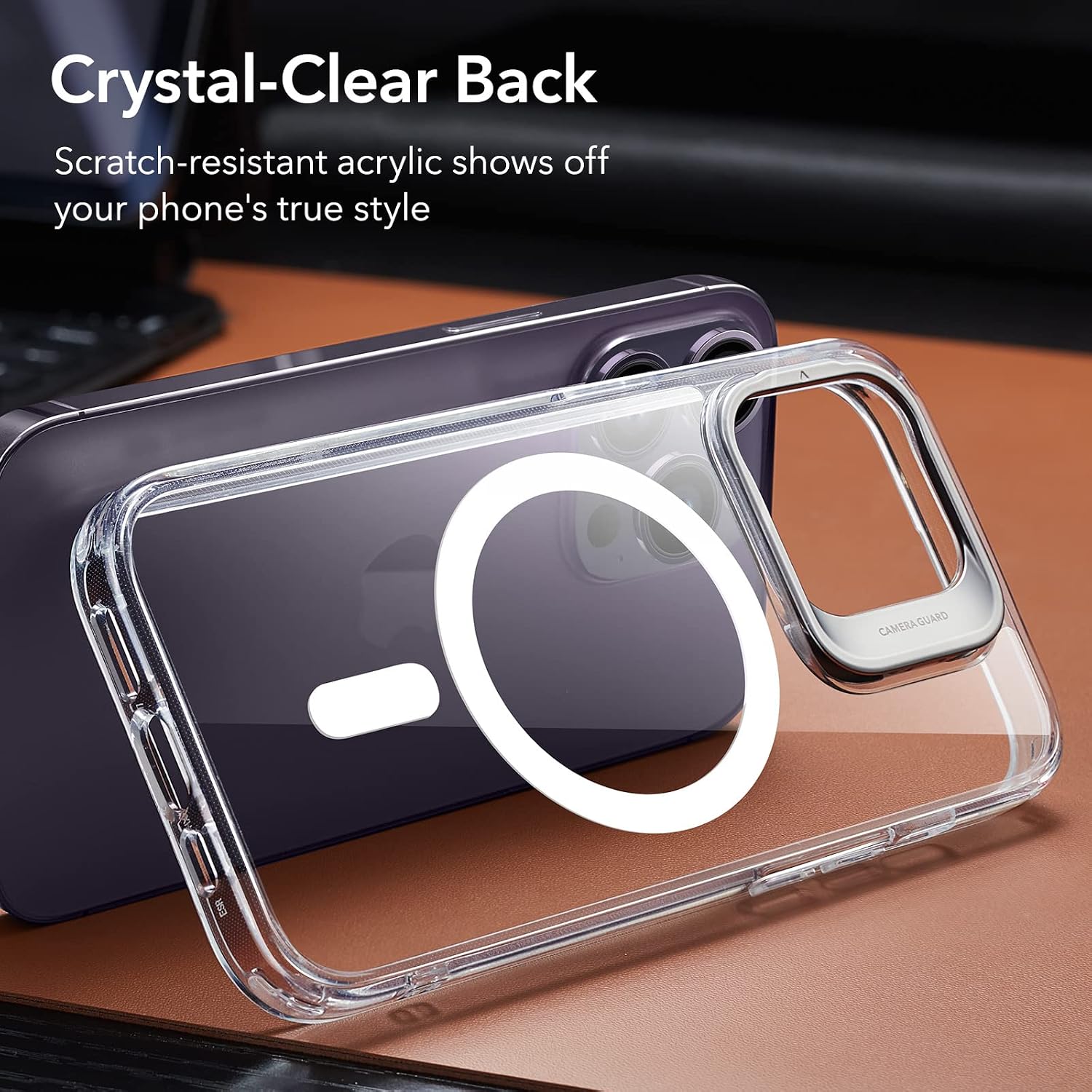 Thumbnail 6 de ESR iPhone 14 Pro magnetic case with camera ring stand (clear) — MagSafe compatible