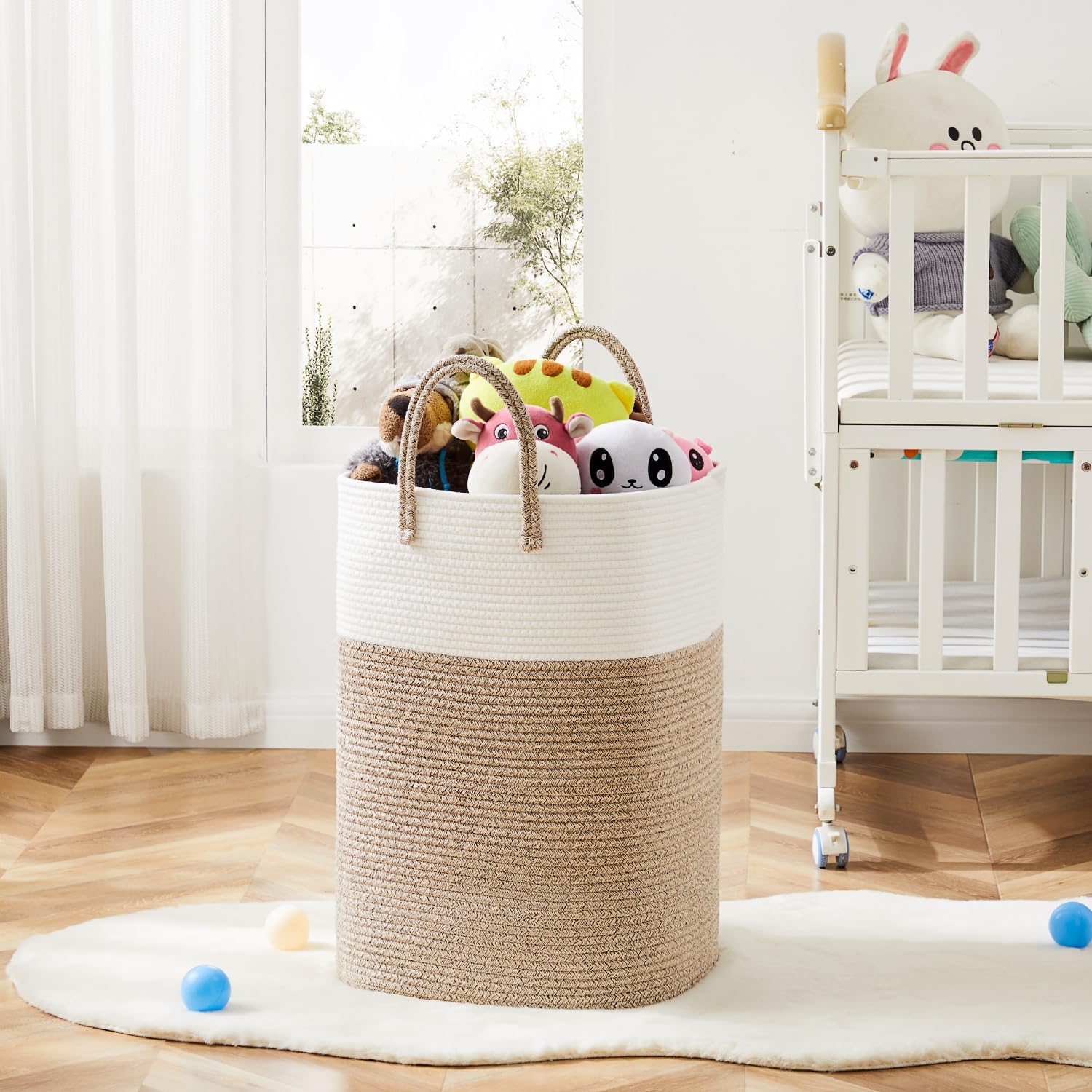 Detalle de Artfeel fang-01 60L Woven Cotton Rope Laundry Hamper with Drawstring