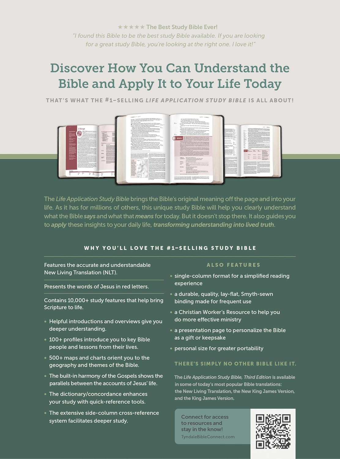 Detalle de Tyndale NLT Life Application Study Bible, Third Edition, Purple LeatherLike, Red Letter
