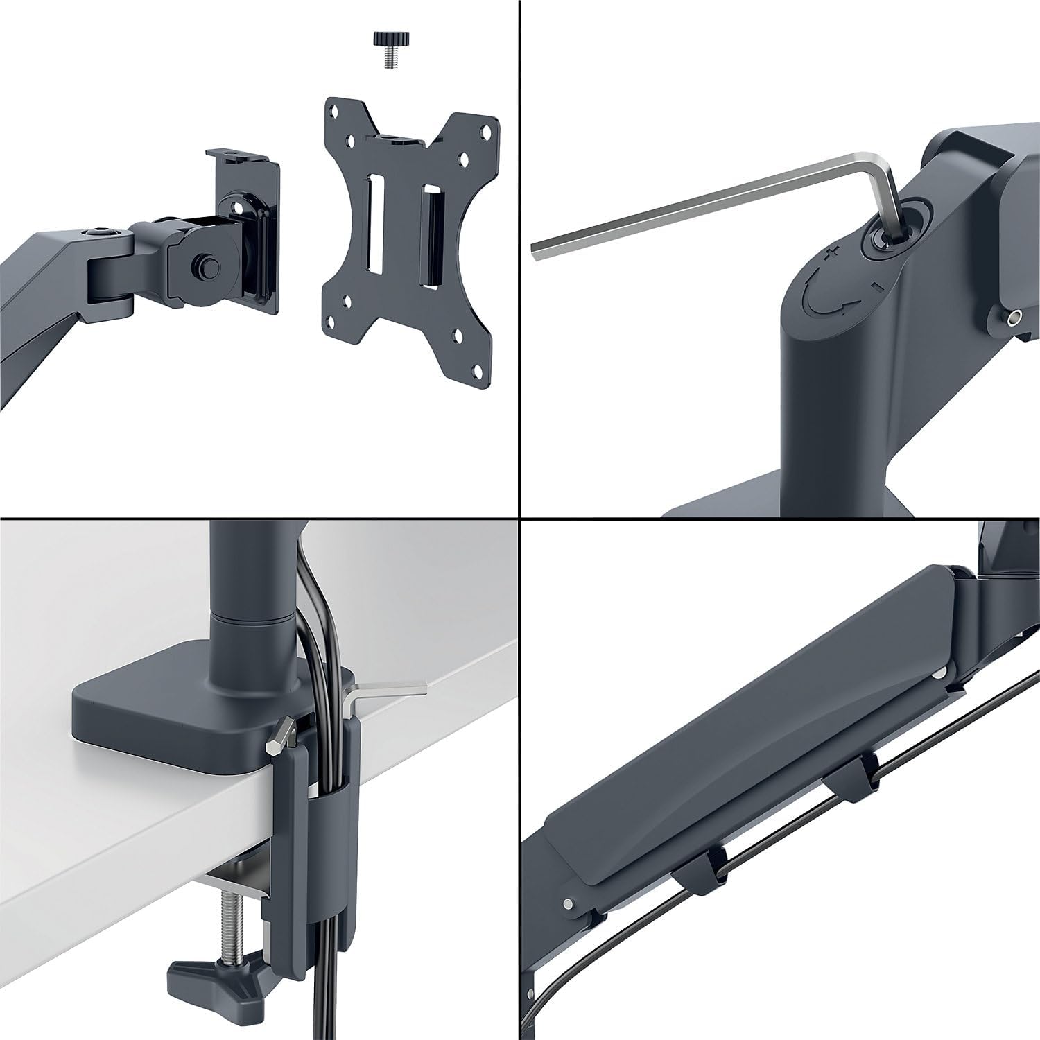 Detalle 2 de Leitz Ergo Braccio Singolo per Monitor a molla – supporto fino a 32'', 9 kg, grigio scuro