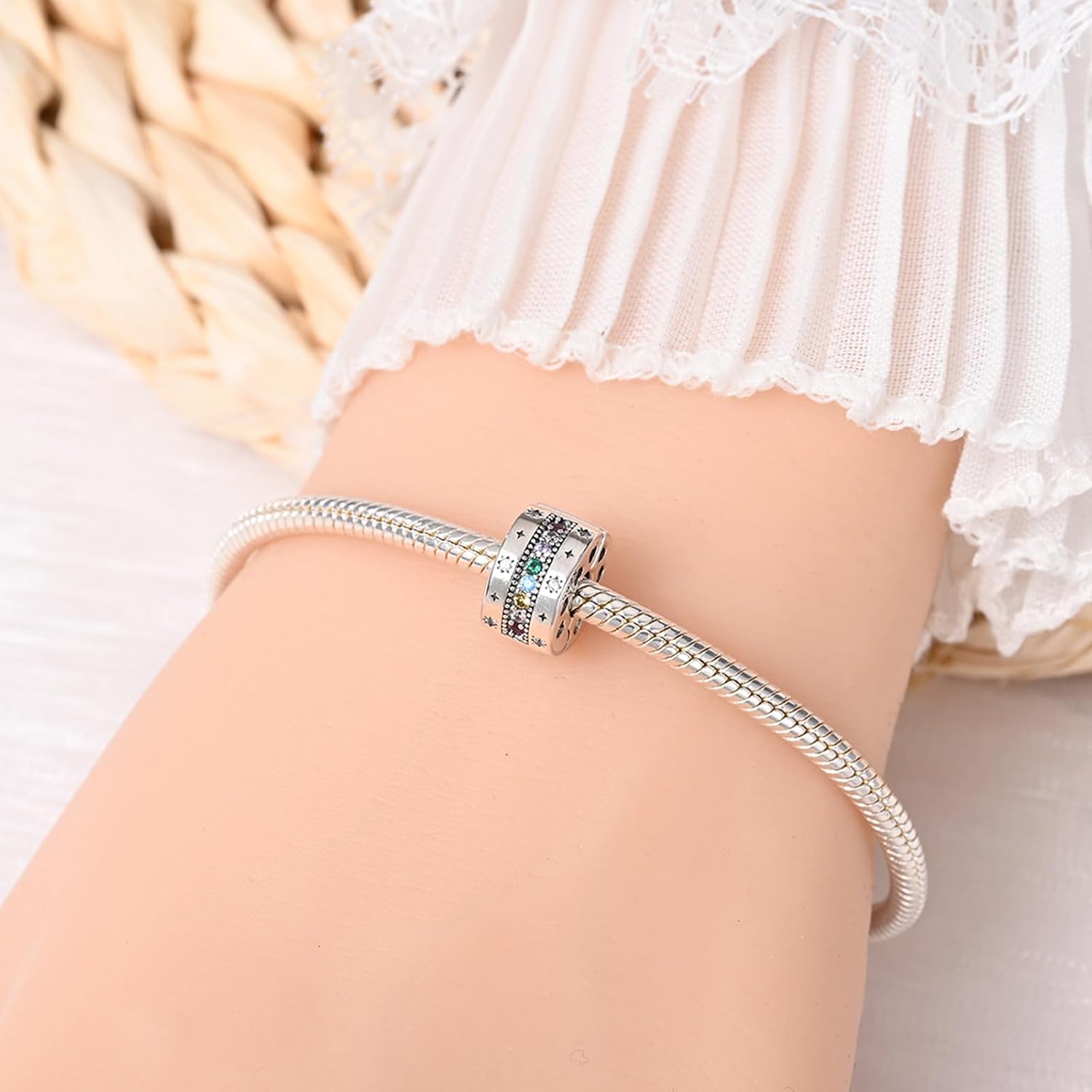 Detalle 2 de YIXUAN Kompatibel mit Pandora Armbändern – 925er Silber Anhänger, Geburtsstein-Charms