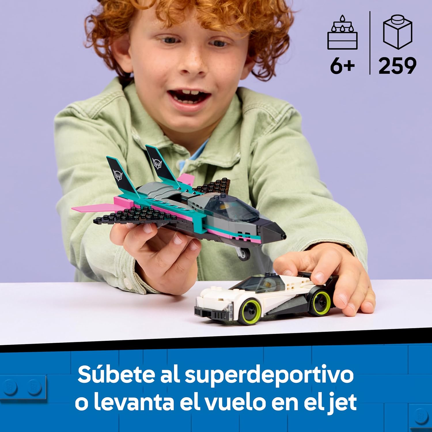 Detalle 2 de LEGO City 60489 Jet vs Coche de juguete 6+