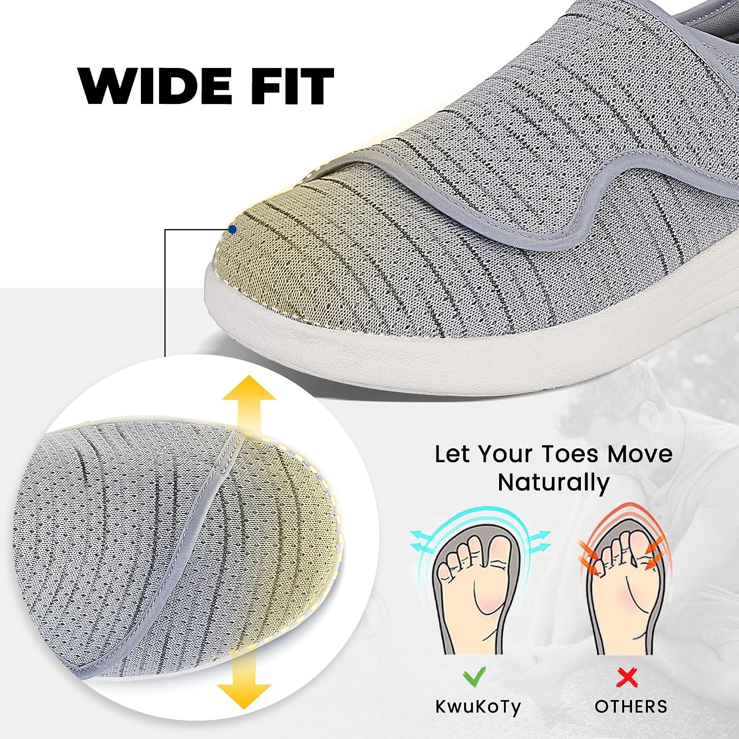 Detalle 2 de KWUKOTY Men's Diabetic Shoes Wide 5.5-12