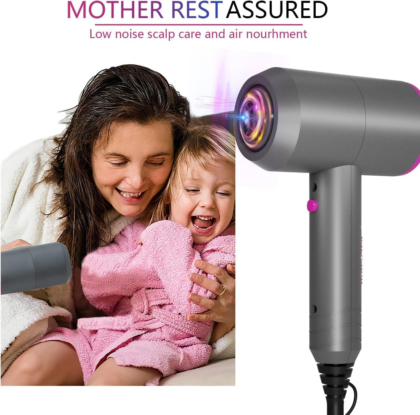 Detalle de Jooayou 2000W Professional Hair Dryer with Negative Ions, Diffuser and 2 Speed Settings
