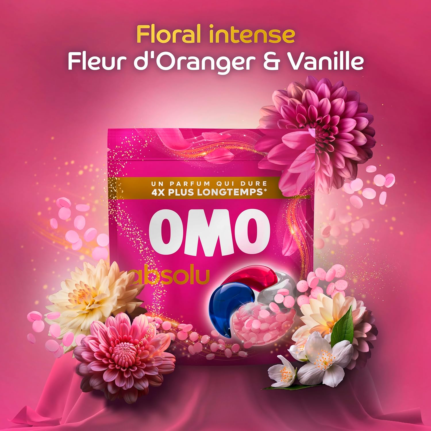 Thumbnail 4 de OMO Absolu Mélodie Florale – Capsules lessives avec perles booster de parfum (Fleur d’Oranger & Vanille) – 22 lavages