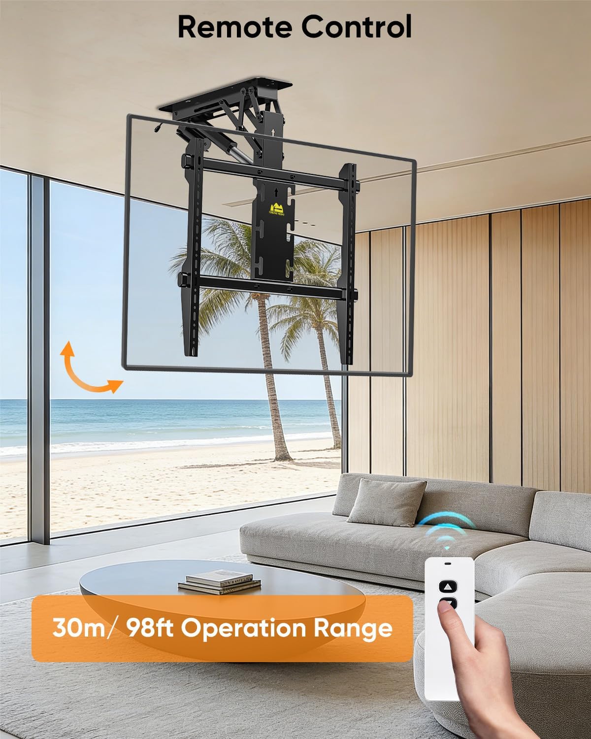 Thumbnail 6 de FORGING MOUNT Electric Ceiling TV Mount with Remote (37–86 inch, 110 lbs, VESA up to 600x600)