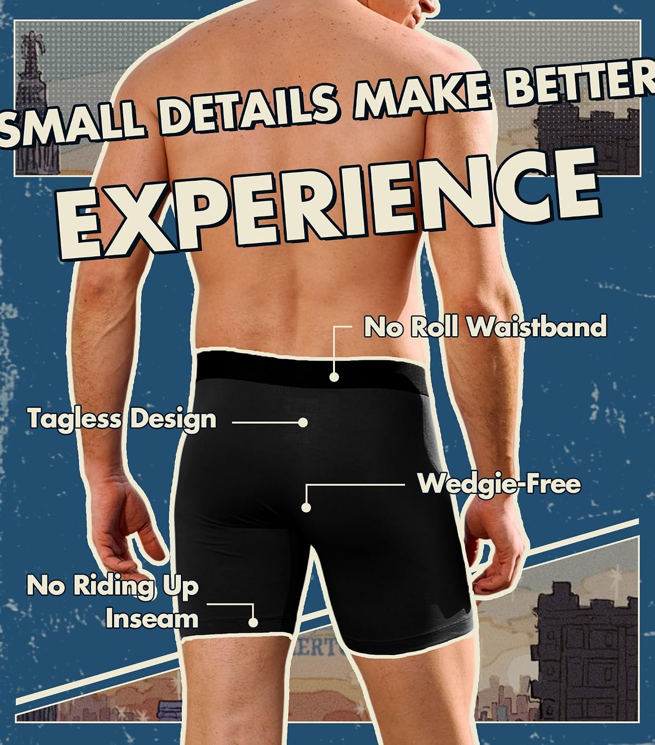 Detalle 1 de Separatec Dual Pouch Boxer Briefs, 7-Pack, Bamboo Rayon, Moisture-Wicking