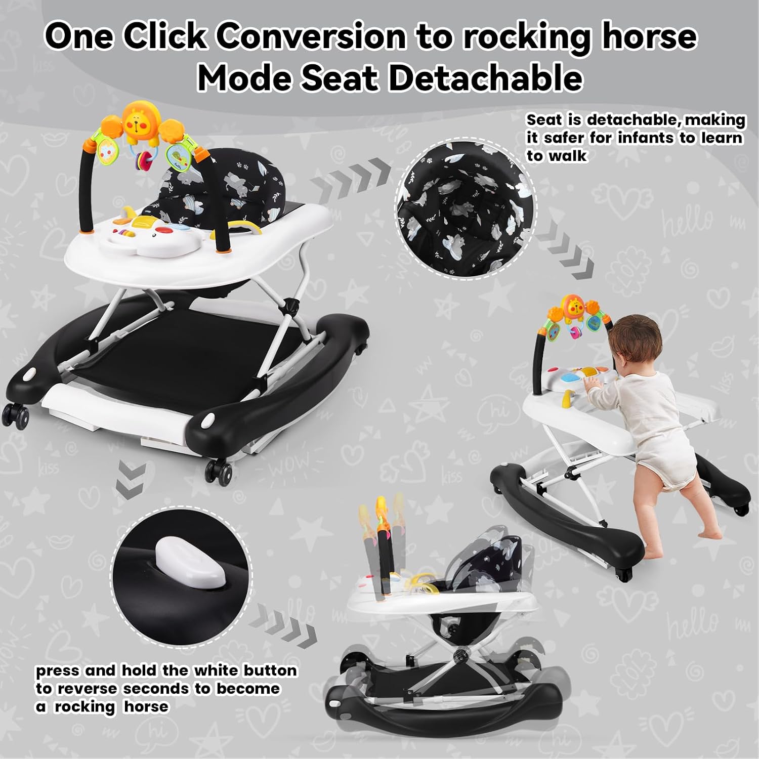 Thumbnail 5 de RefoereBabe 5-in-1 Baby Walker: Versatile Activity Walker for 6-18 Months