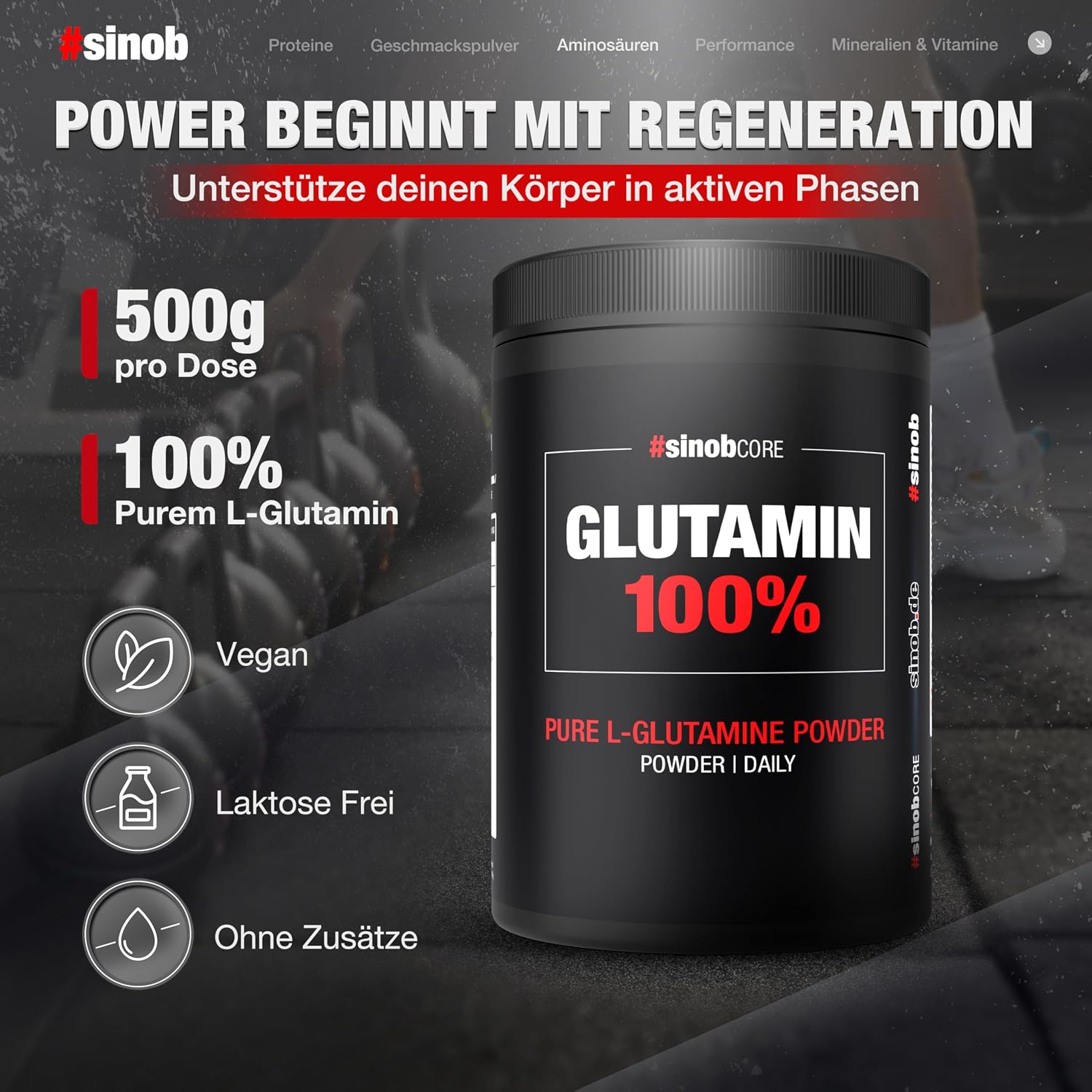 Detalle 2 de Glutamin 100% Pulver 500 g đź§Ş