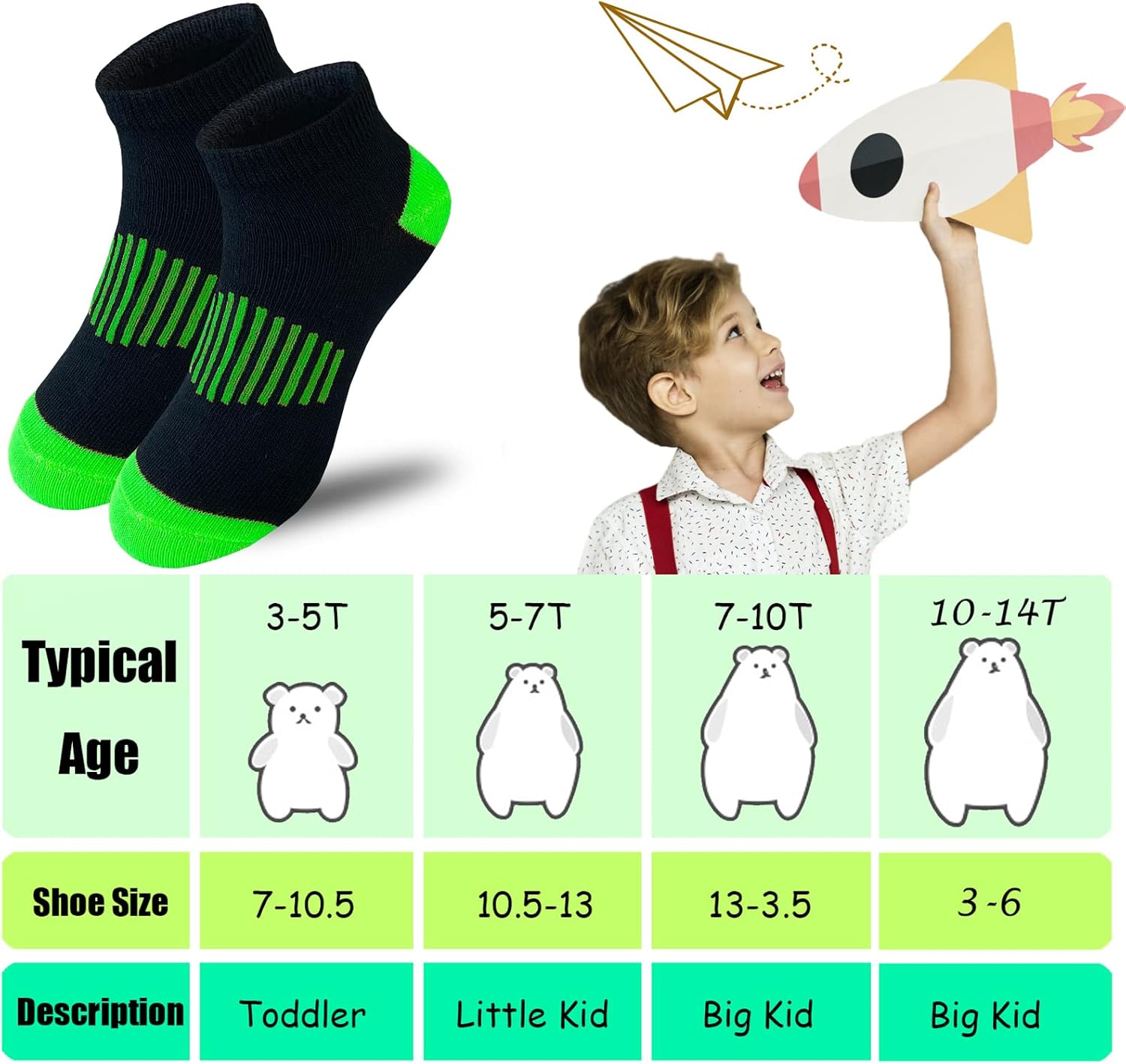 Detalle de JAMEGIO Kids' Low-Cut Socks (18 Pairs) with Arch Support, Multi-Color Pack