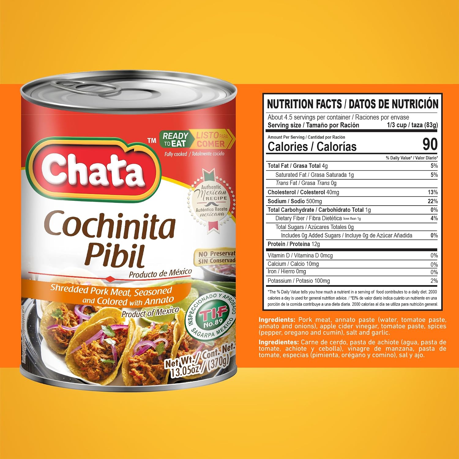 Detalle 2 de Chata Cochinita Pibil Mexican-Style Shredded Pork, 13.05 oz, 4-Pack