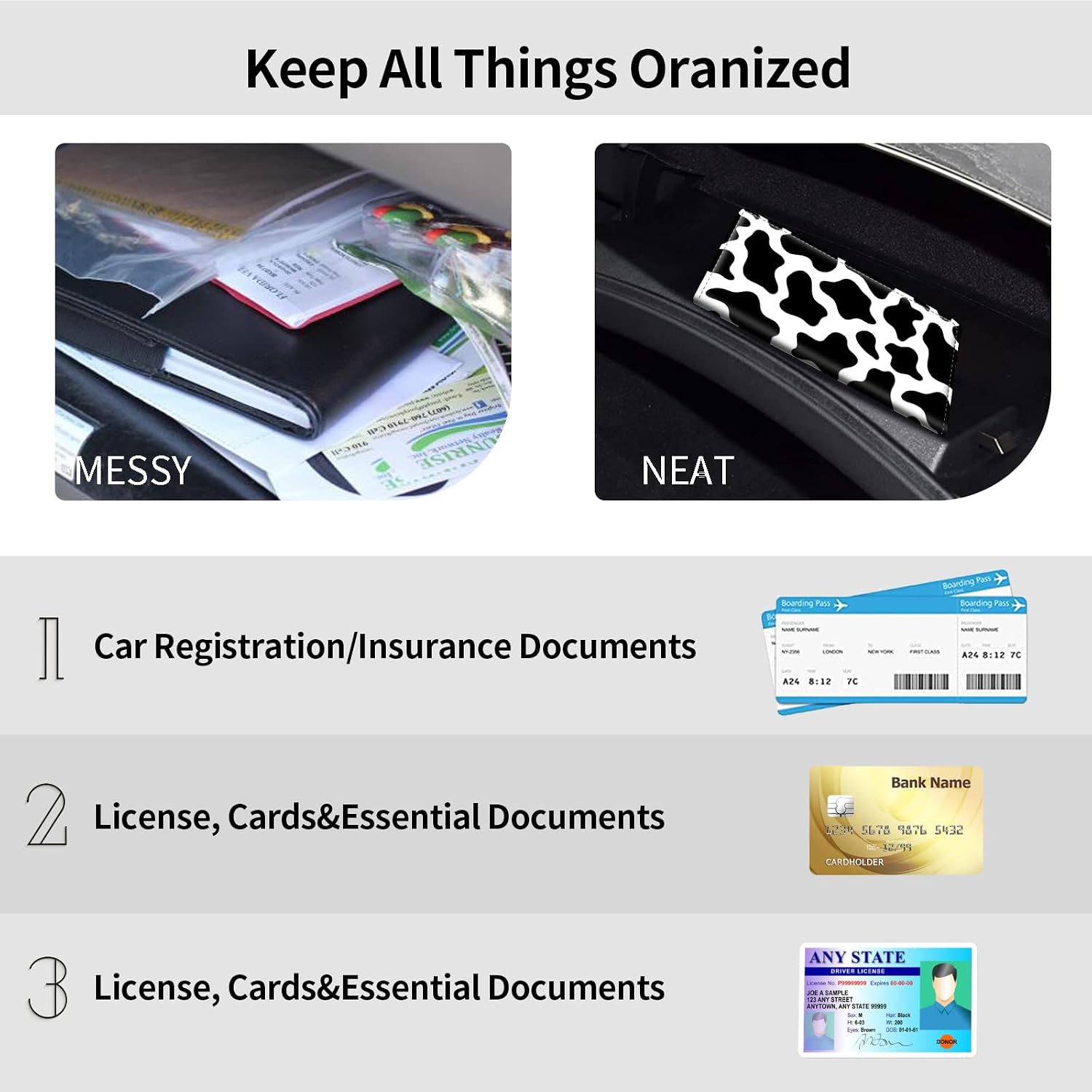 Detalle 1 de Mxfdegf Car Registration and Insurance Holder, Leather