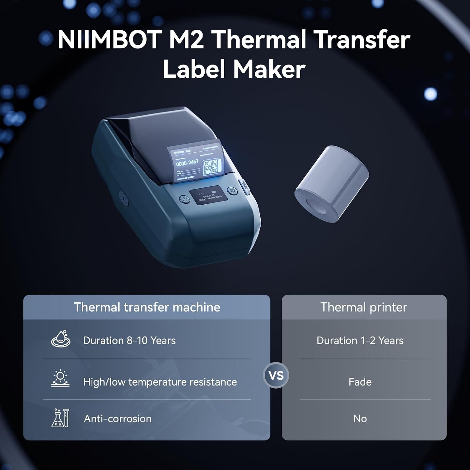 Detalle 2 de NIIMBOT M2-2INCH Thermal Transfer Label Maker, 300 DPI, Bluetooth & USB