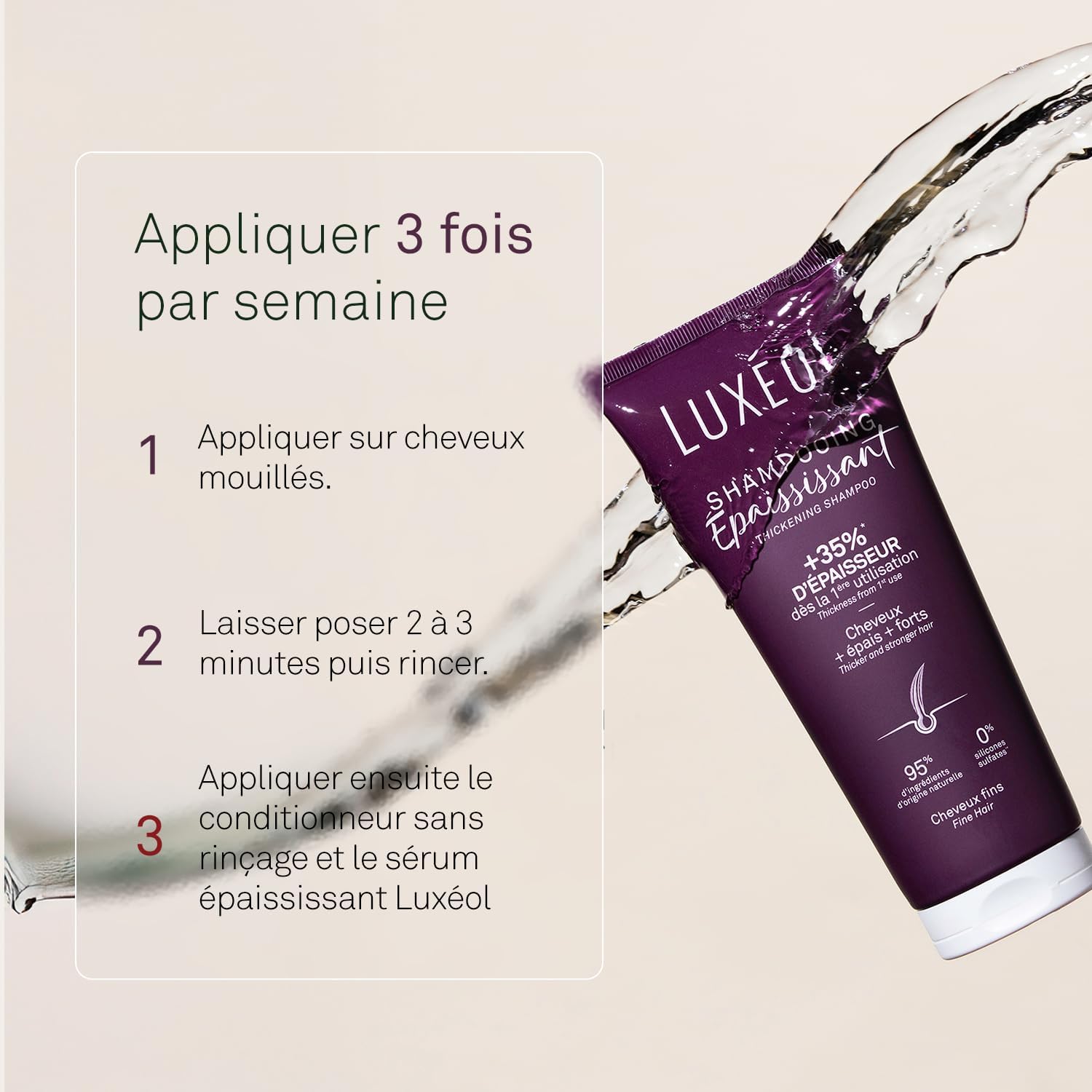 Detalle de LUXÉOL Shampoo Addensante +35% per Capelli Fini, senza siliconi, 200 ml