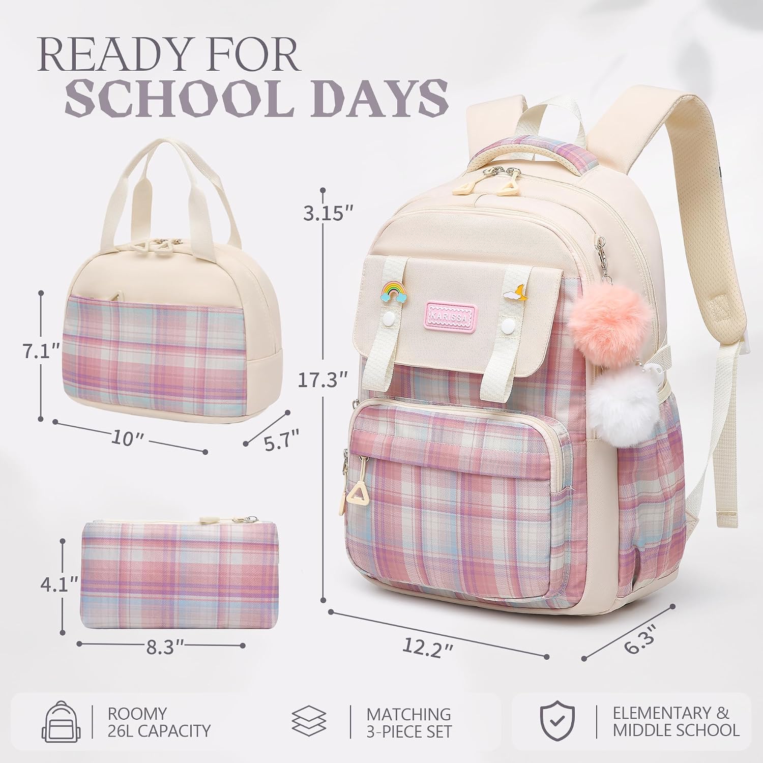 Detalle 1 de Alrisg Girls School Backpack Set