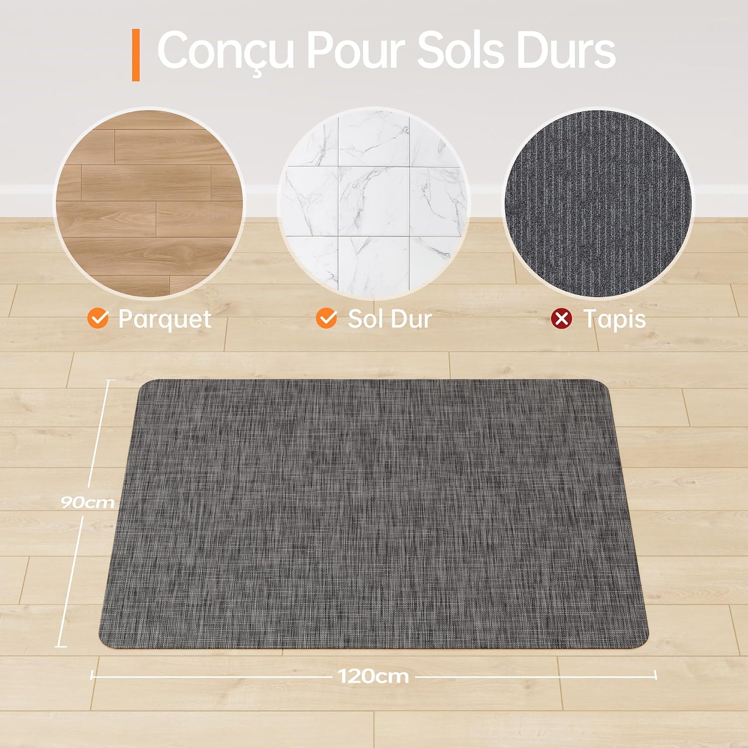Thumbnail 6 de HOMEK Tapis chaise de bureau 90x120 cm