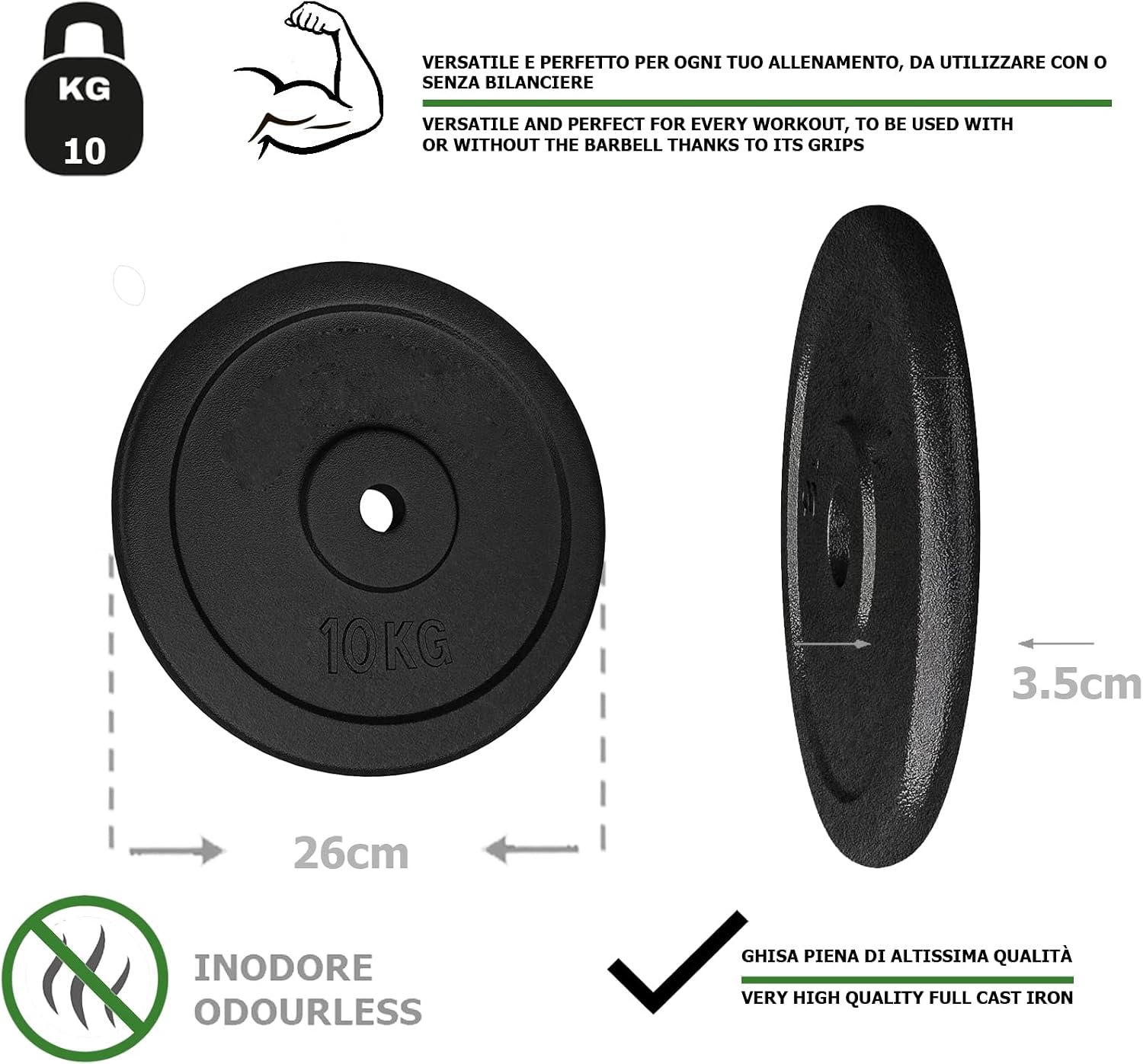 Detalle de G5 HT SPORT żeliwny talerz do sztangi 10 kg, otwór 25 mm