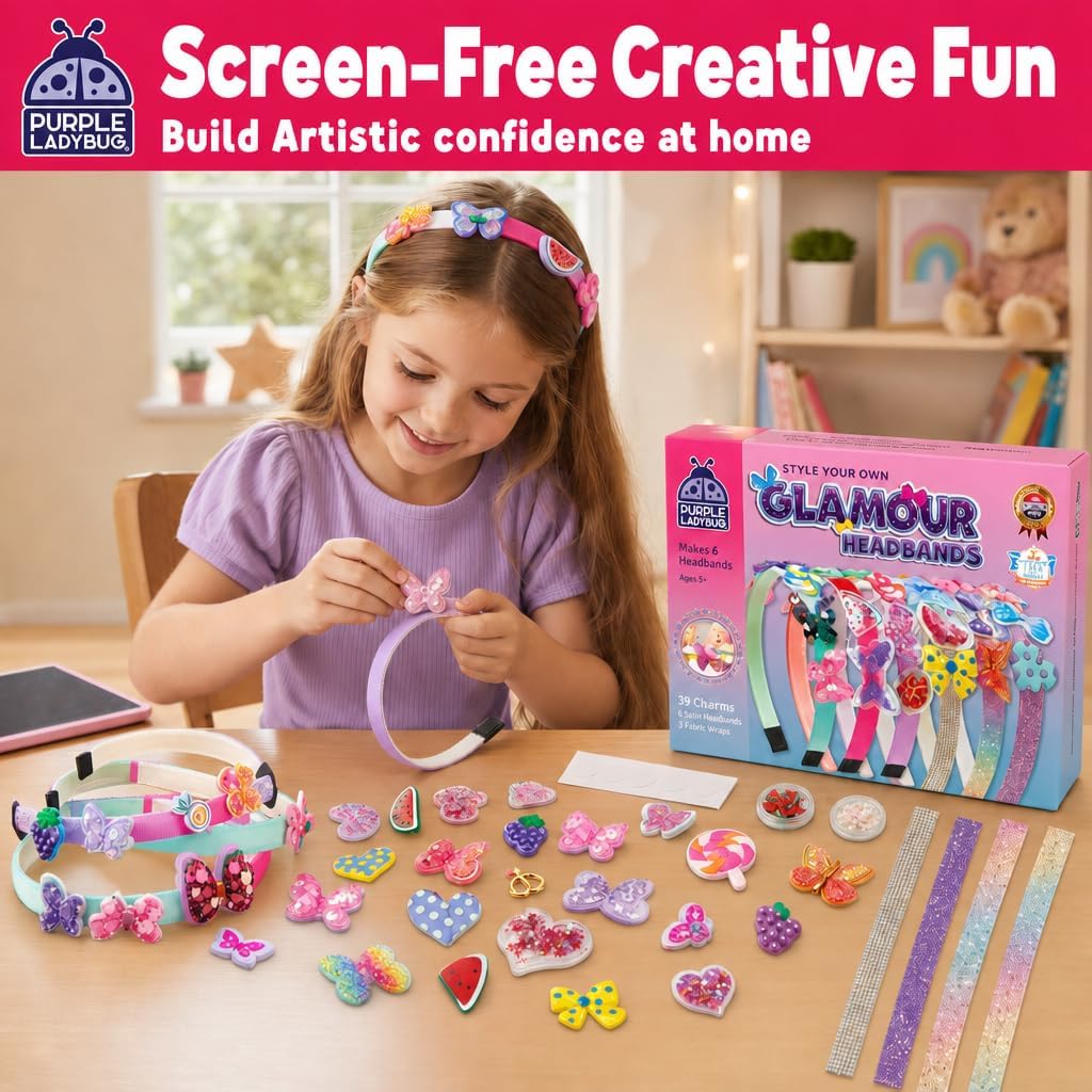 Detalle de PURPLE LADYBUG headband making kit for kids