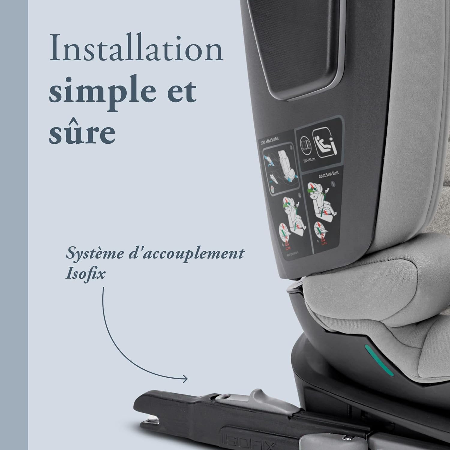 Detalle 2 de Siège auto Inglesina Cartesio i-Size, Isofix – pour enfants de 3 à 12 ans (100–150 cm) Moon Grey