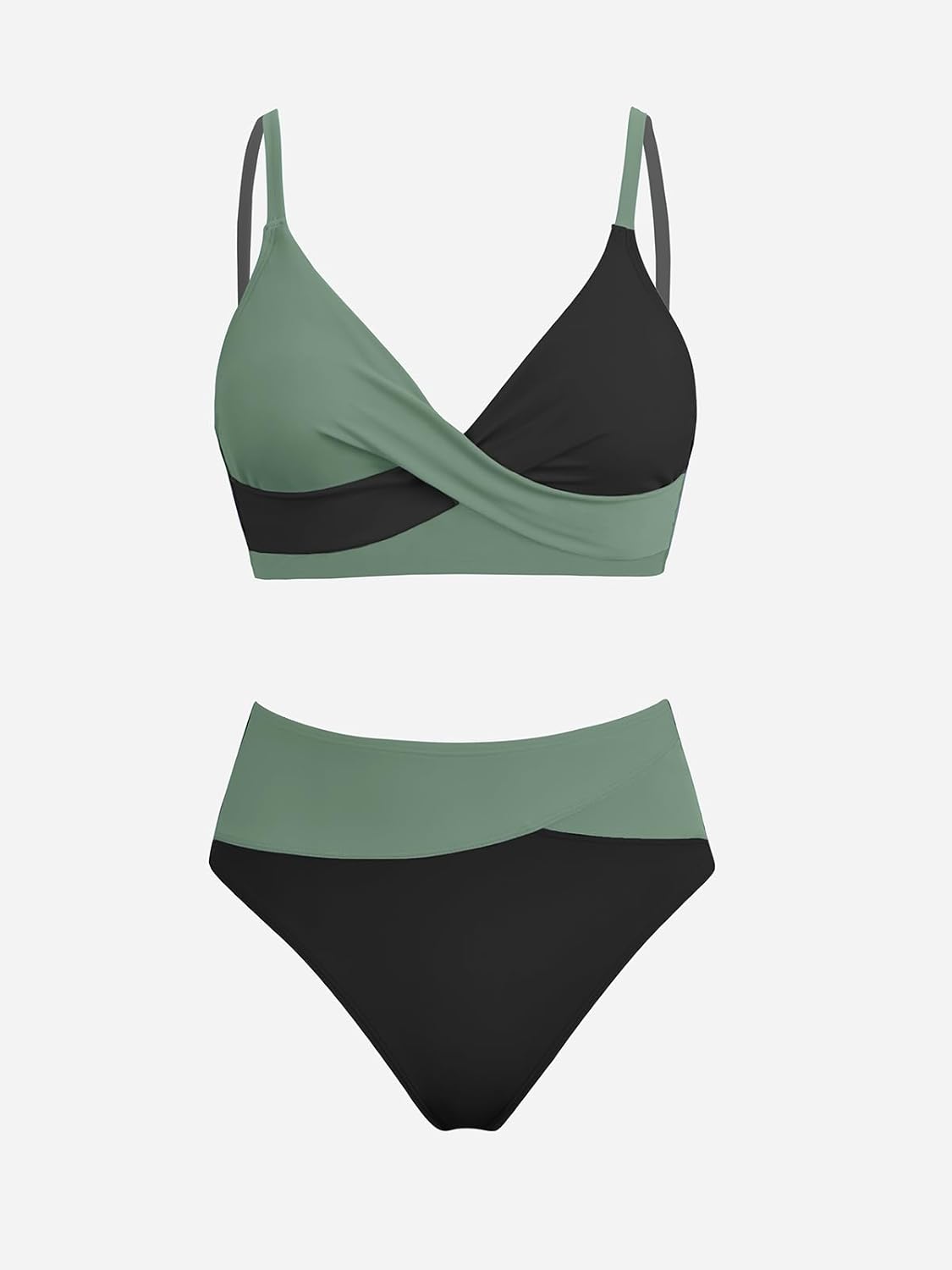 Thumbnail 4 de CUPSHE Women's Twist Front High Waisted Bikini Set – V Neck, Padded, Two Pieces