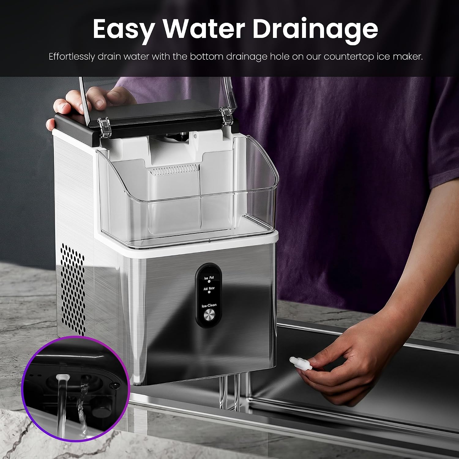 Thumbnail 6 de Kismile Ice Maker Countertop Nugget Ice Maker, 33 lbs/Day, Self-Cleaning