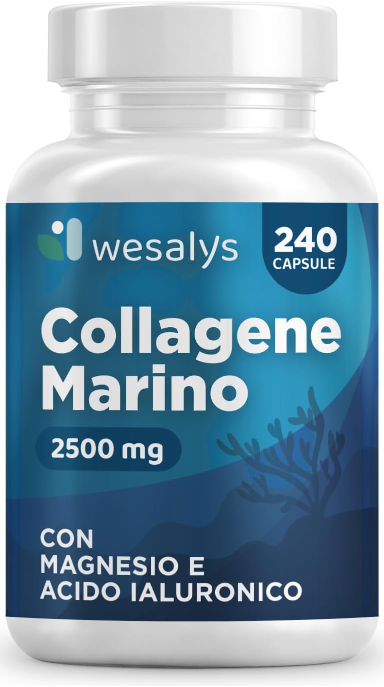 Detalle de Collagene Marino con Acido Ialuronico - Wesalys 240 Capsule: supporto pelle, capelli e articolazioni