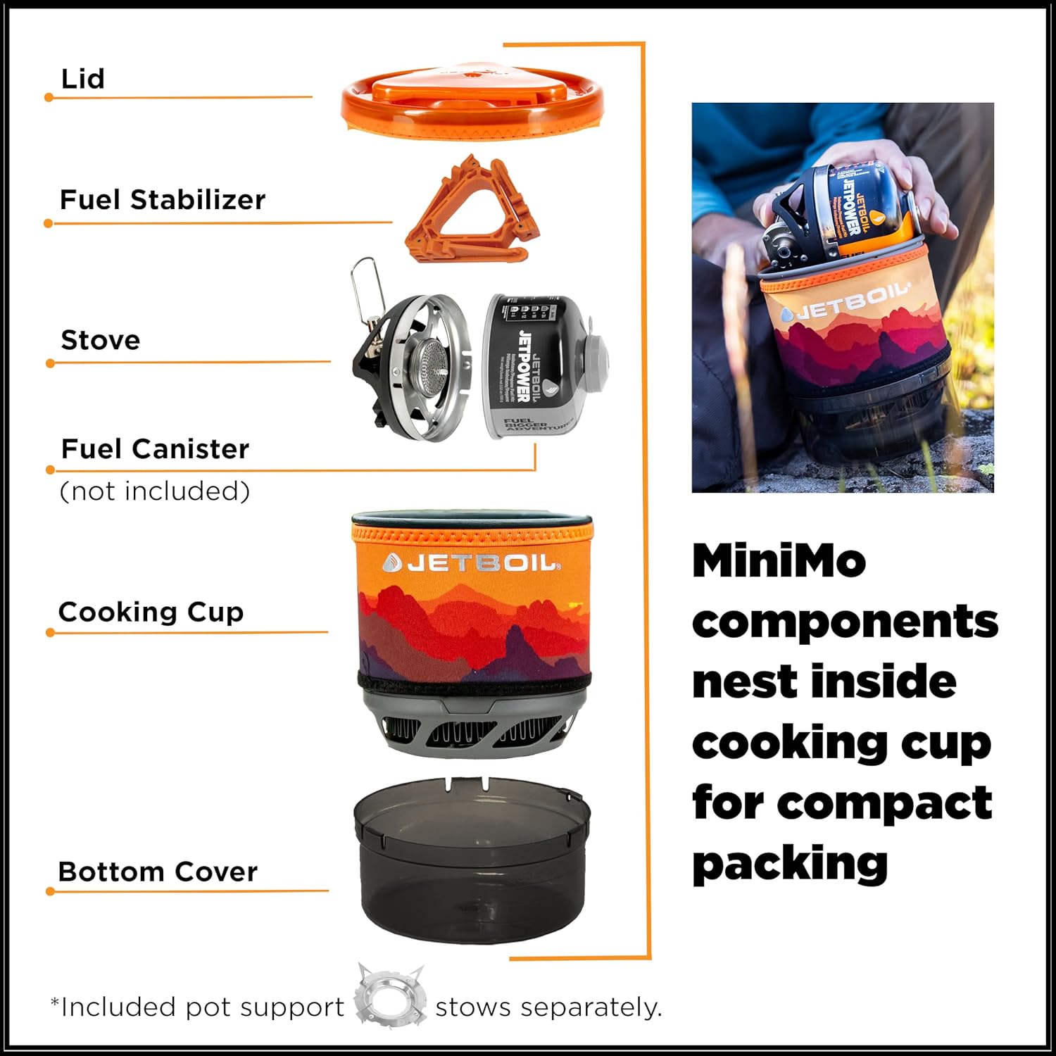 Thumbnail 3 de Jetboil MiniMo MNMOSS-EU – kuchenka gazowa z garnkiem 1 l i zapłonem piezo
