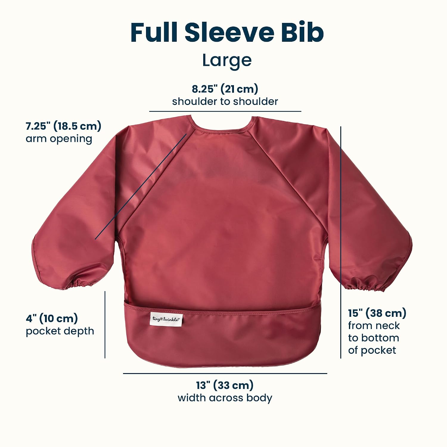Thumbnail 4 de Tiny Twinkle Long Sleeve Bib 2-Pack, Waterproof, Machine-Washable, Rose Burgundy, 2-4Y