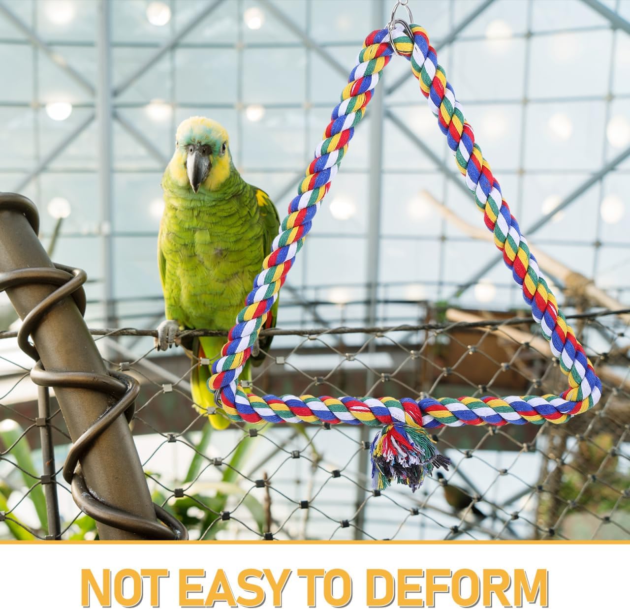 Detalle de POPETPOP Bird Swing: Triangle Cotton Rope Toy for Small Parrots