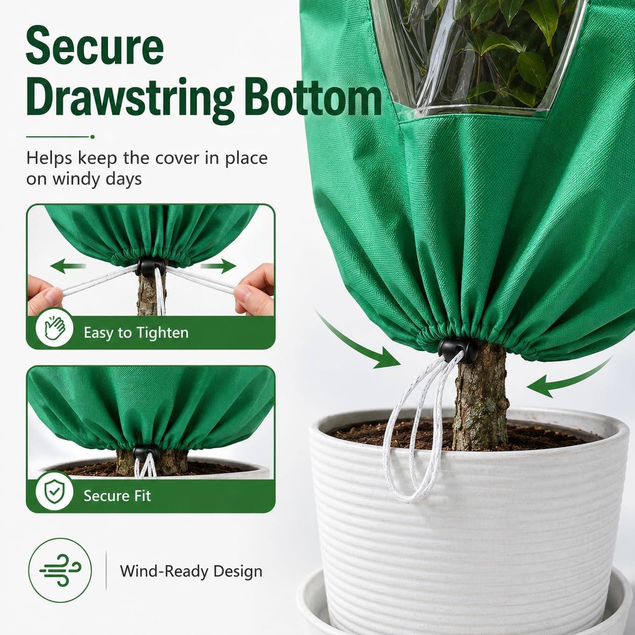 Detalle 2 de HEKIWAY FHT01 Plant Covers, 2-Pack with Clear Window and Zipper
