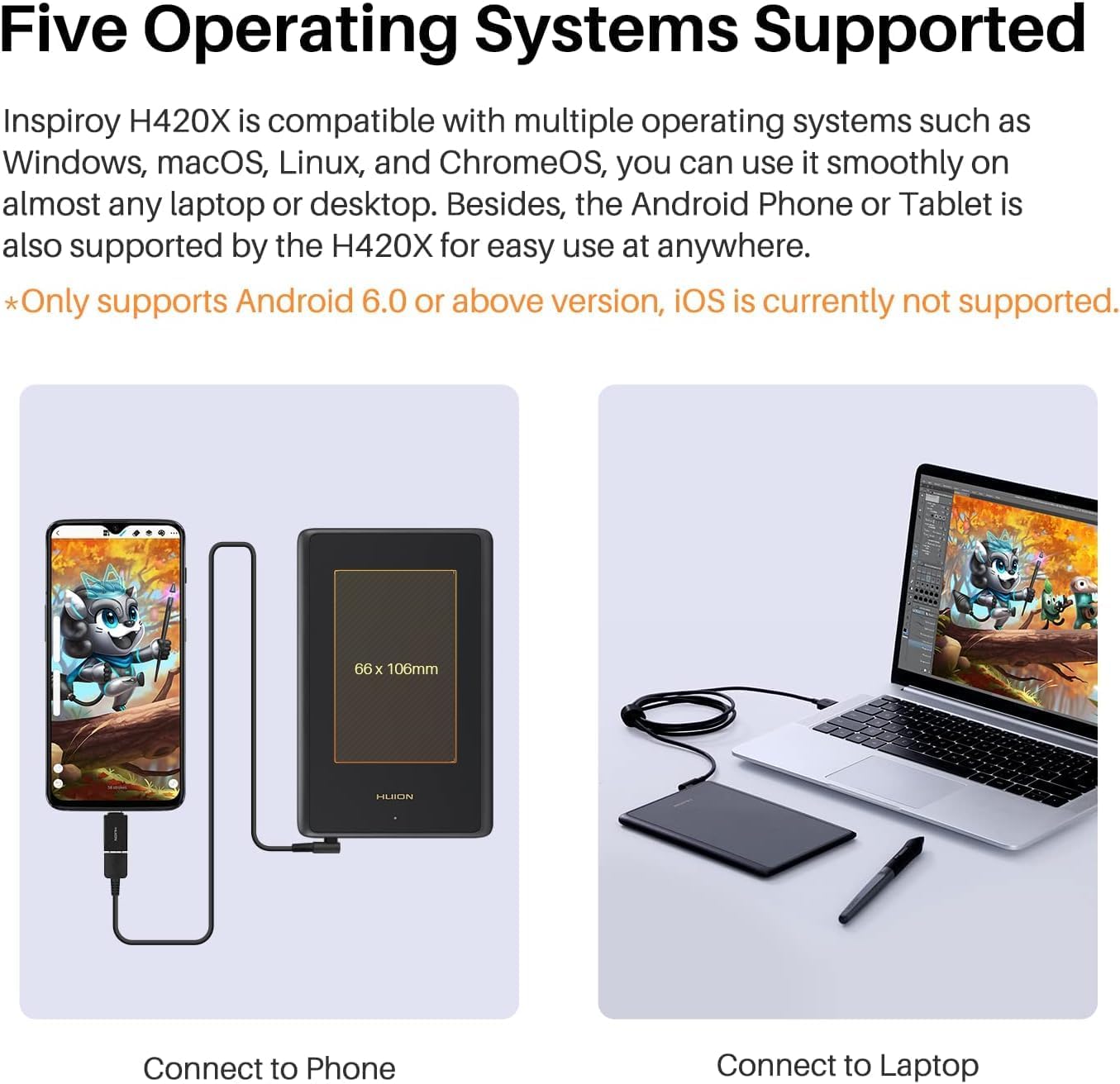 Thumbnail 3 de HUION H420X OSU Drawing Tablet (battery-free stylus, 8192 pressure levels)