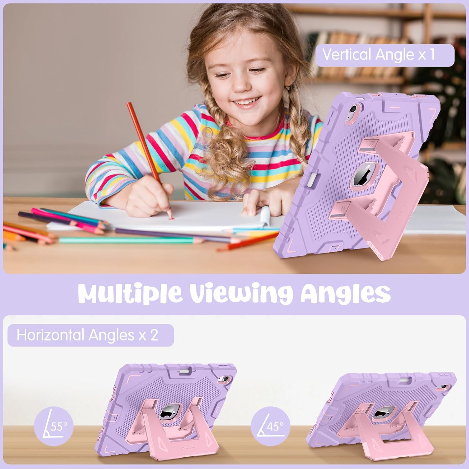 Thumbnail 3 de FINTIE Kids Case for iPad Air 11 inch (M4 2026 / M3 2025 / M2 2024) – Rugged shockproof with built-in kickstand, Purple