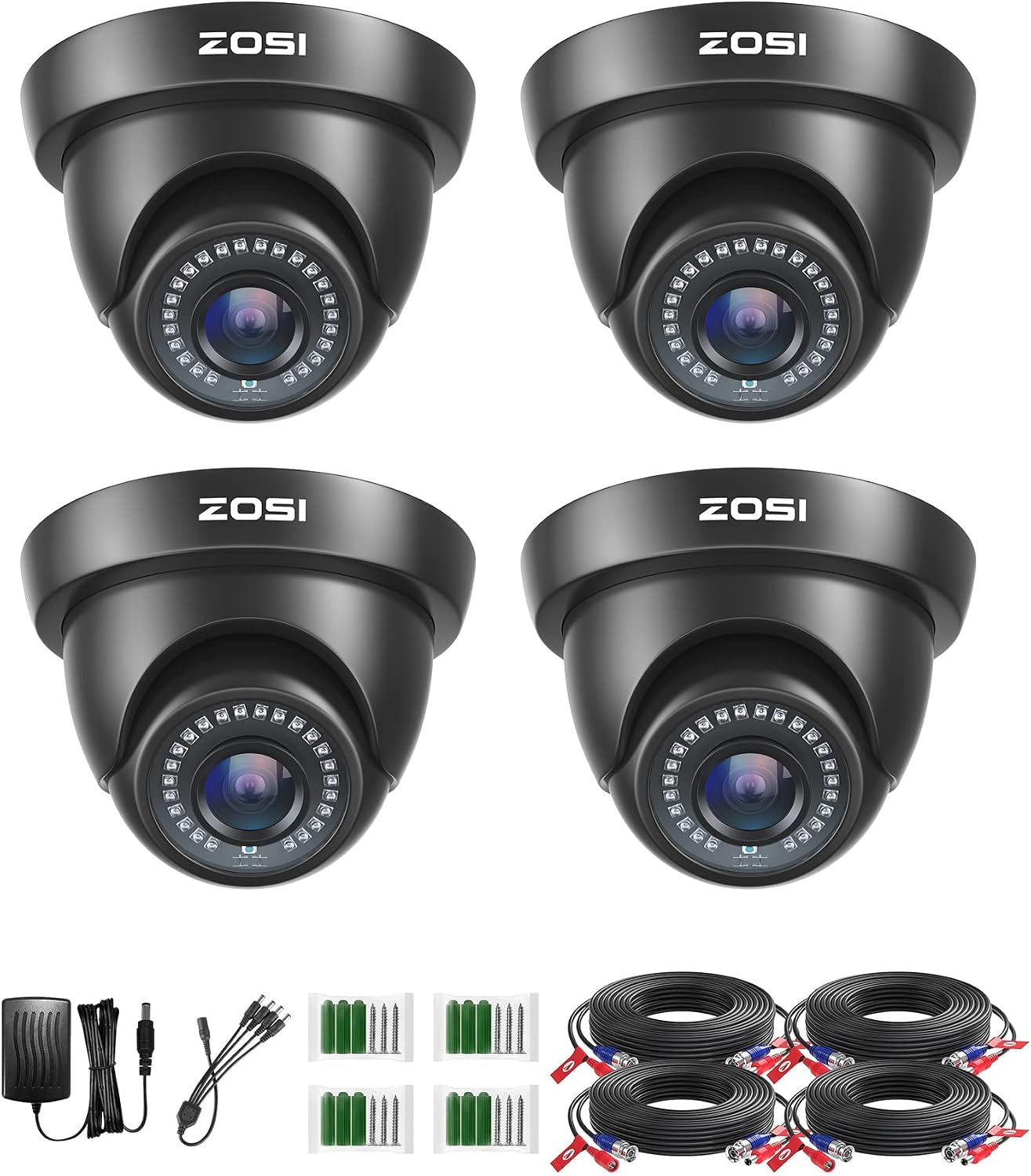 Detalle de ZOSI 4 Pack 1080P Dome Security Cameras 80ft
