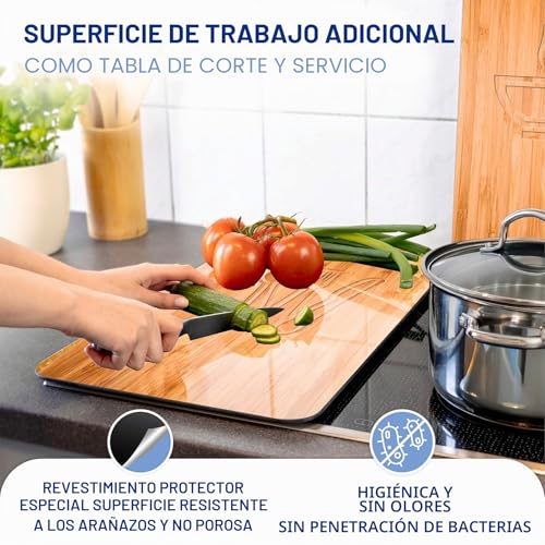 Detalle 2 de WENKO Placas protectoras para cocina Mod Almuerzo (30 x 52 cm) – juego de 2, altura ajustable, multifuncionales