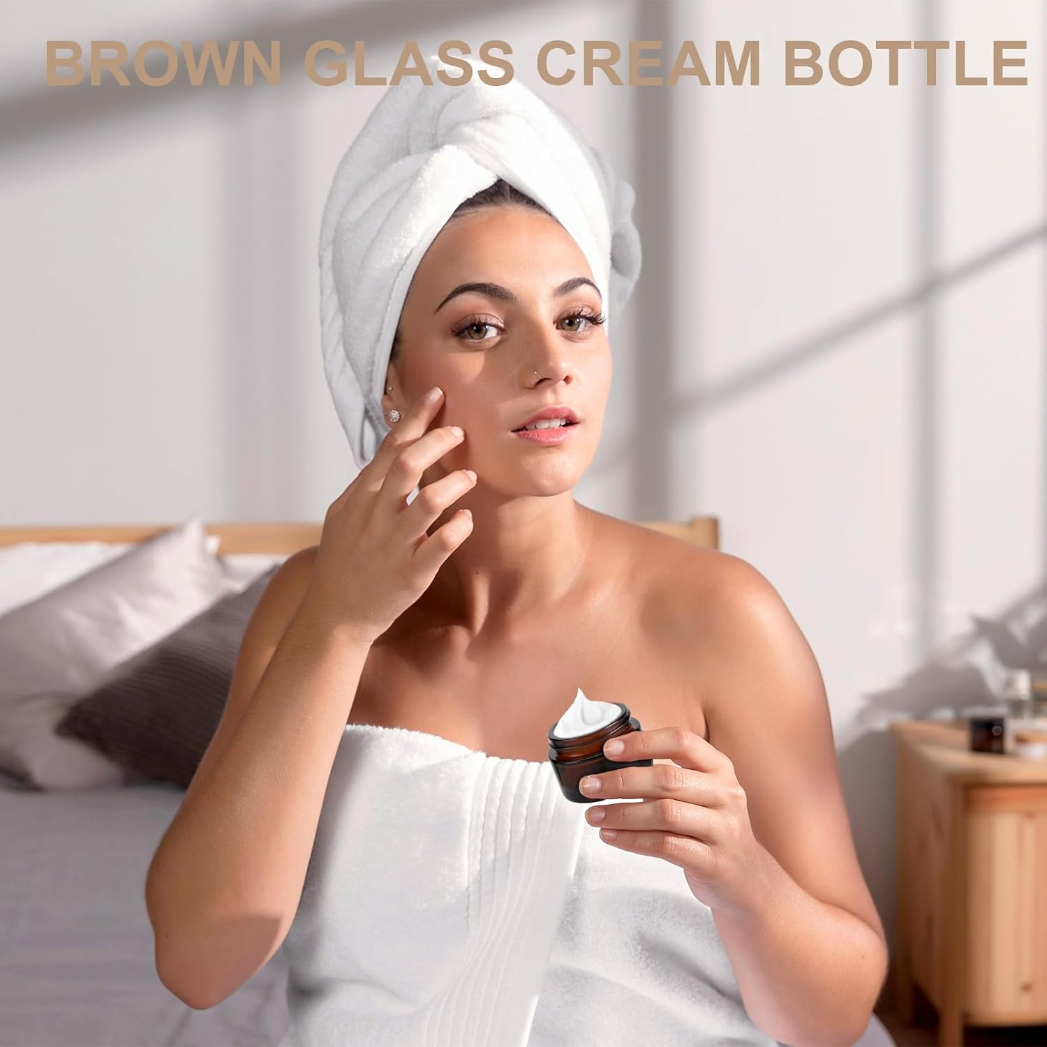 Thumbnail 6 de Williyatt set van 10 amberglazen cosmeticapotjes met schroefdop