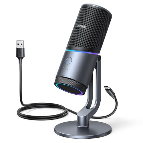 Detalle de UGREEN Micro Gaming Microphone USB à Condensateur 96KHz/24bit — clair, rapide et avec ambiance RGB