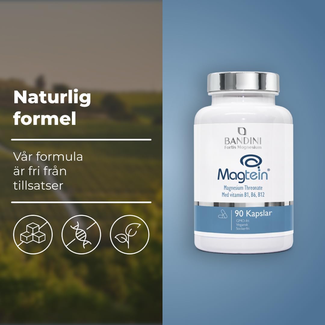 Thumbnail 5 de Bandini® Magtein® magnesium L-treonat, 2000 mg per dagsdos, 90 veganska kapslar