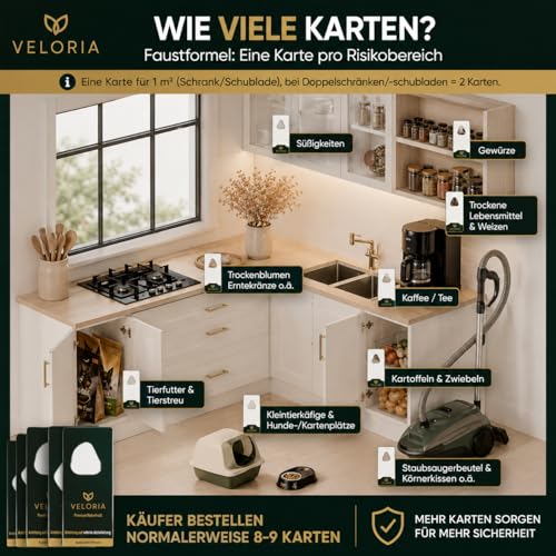 Detalle 1 de VELORIA Schlupfwespenkarten gegen Lebensmittelmotten, 4 Karten, 0,4 mm