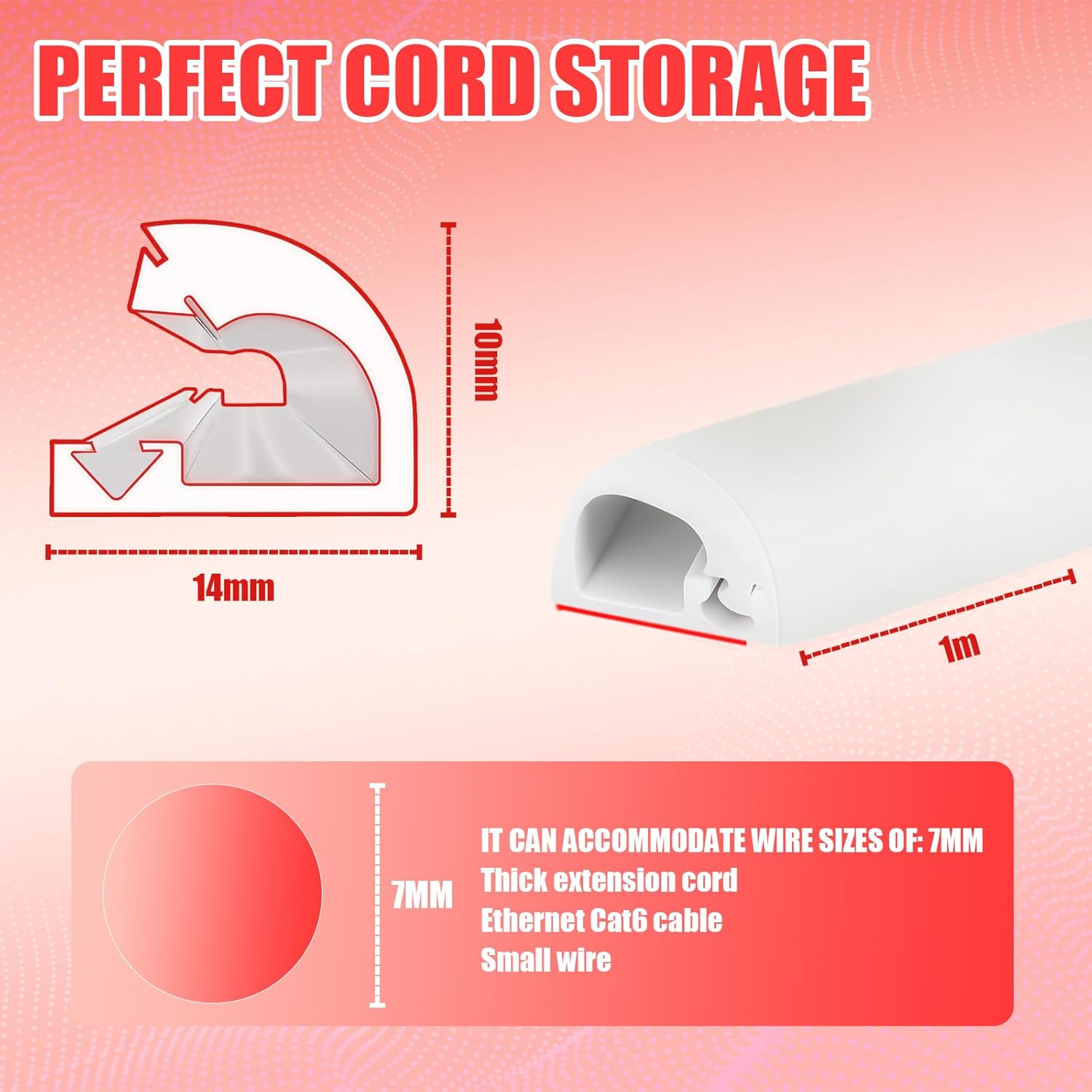 Thumbnail 1 de Canalina Passacavi adesiva in silicone da muro, 1 metro, bianca