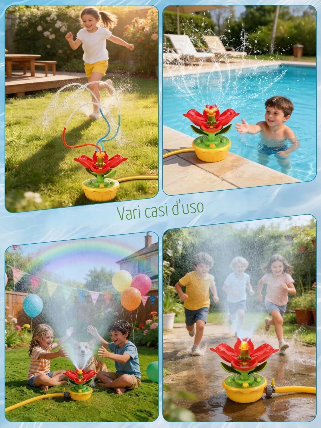 Thumbnail 5 de Giochi da Giardino per Bambini Fiore Spruzzini: Irrigatore a 3 Modalità e Tubi Flessibili