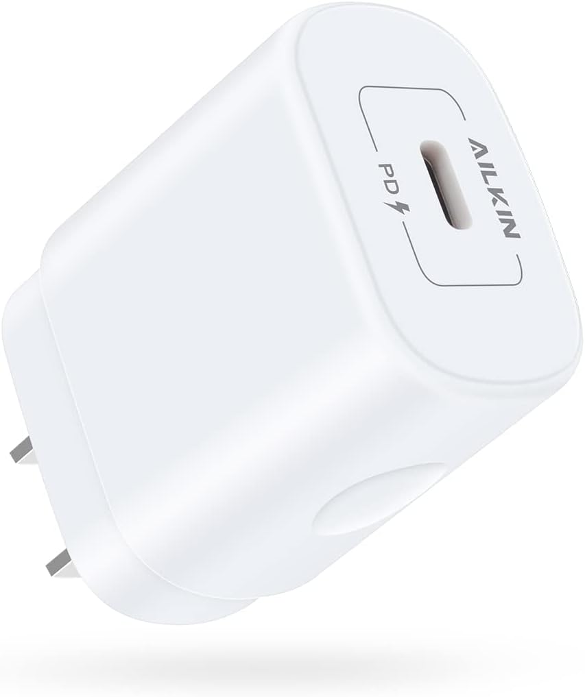 Detalle de AILKIN 25W USB-C Wall Charger, Single-Port Fast Charging, White
