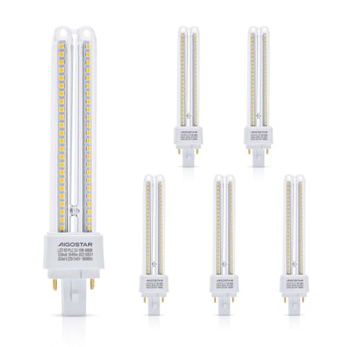 Detalle de Aigostar Pack de 5 bombillas PLC 2U G24 de 15W (blanco neutro 4000K, 1540 lm) no regulables