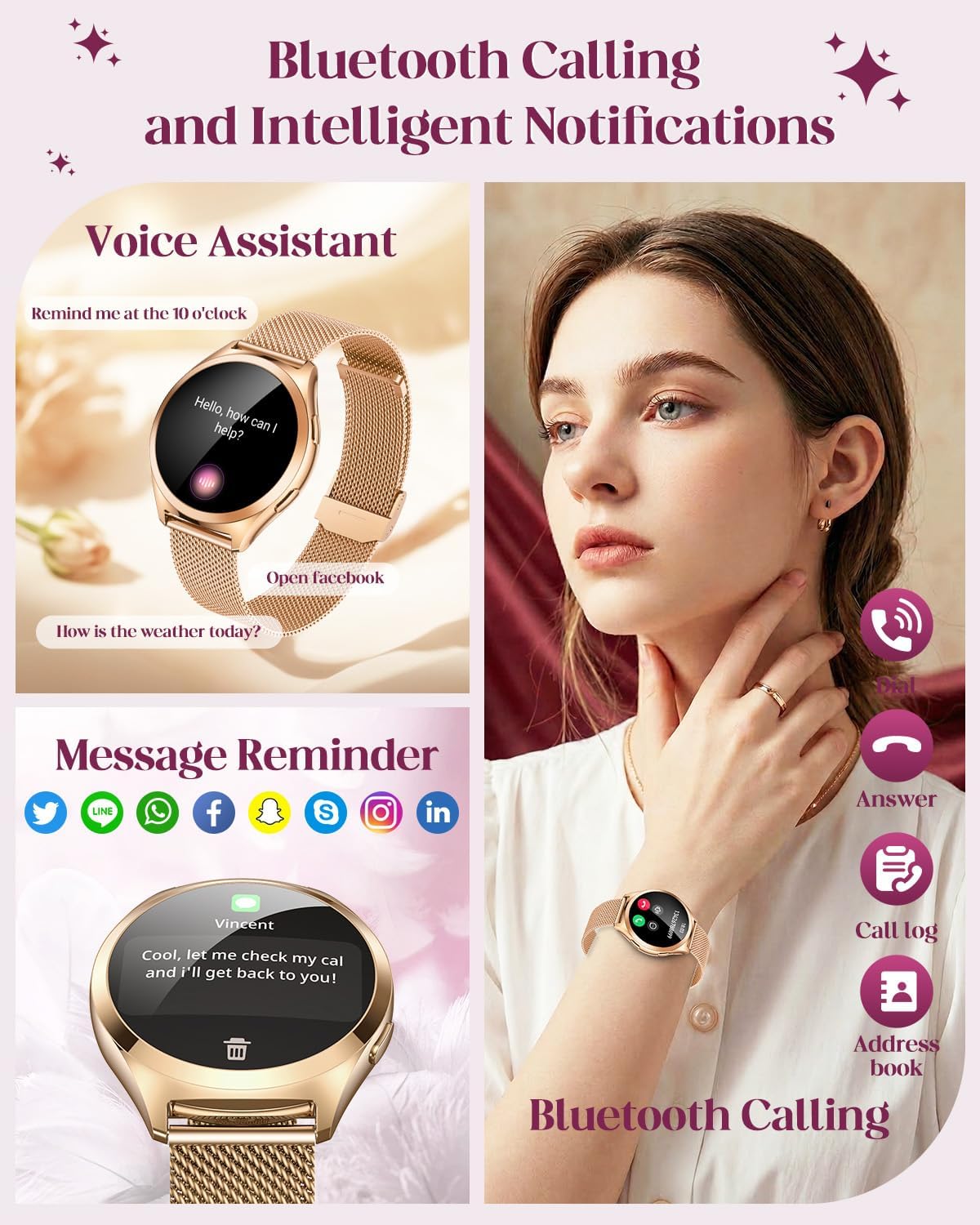 Thumbnail 2 de Women’s Smart Fitness Watch (1.27-inch) with Bluetooth Calling, Heart Rate & SpO2, IP68