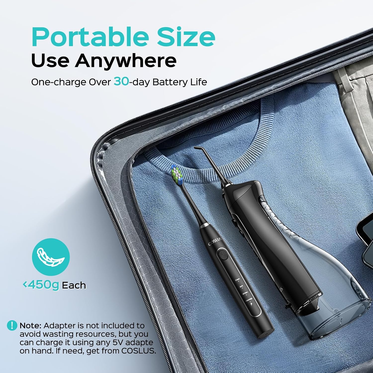 Thumbnail 4 de COSLUS C20 & C41 2-in-1 Water Flosser and Sonic Toothbrush, IPX7, 300 mL