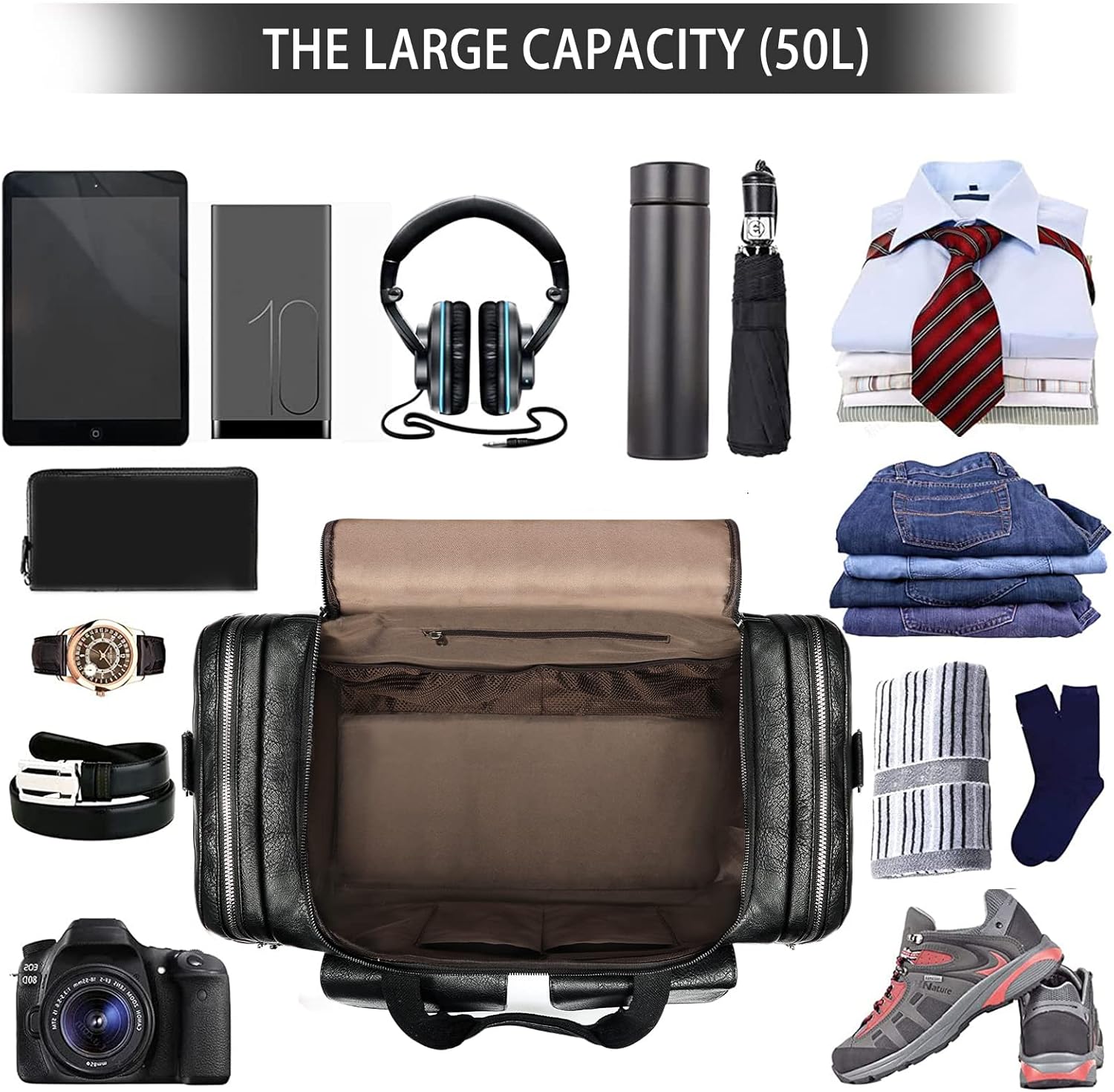 Detalle de Bolosta Travel Duffle Bag for Men – Large PU Leather Weekend Distinctive Yet Practical
