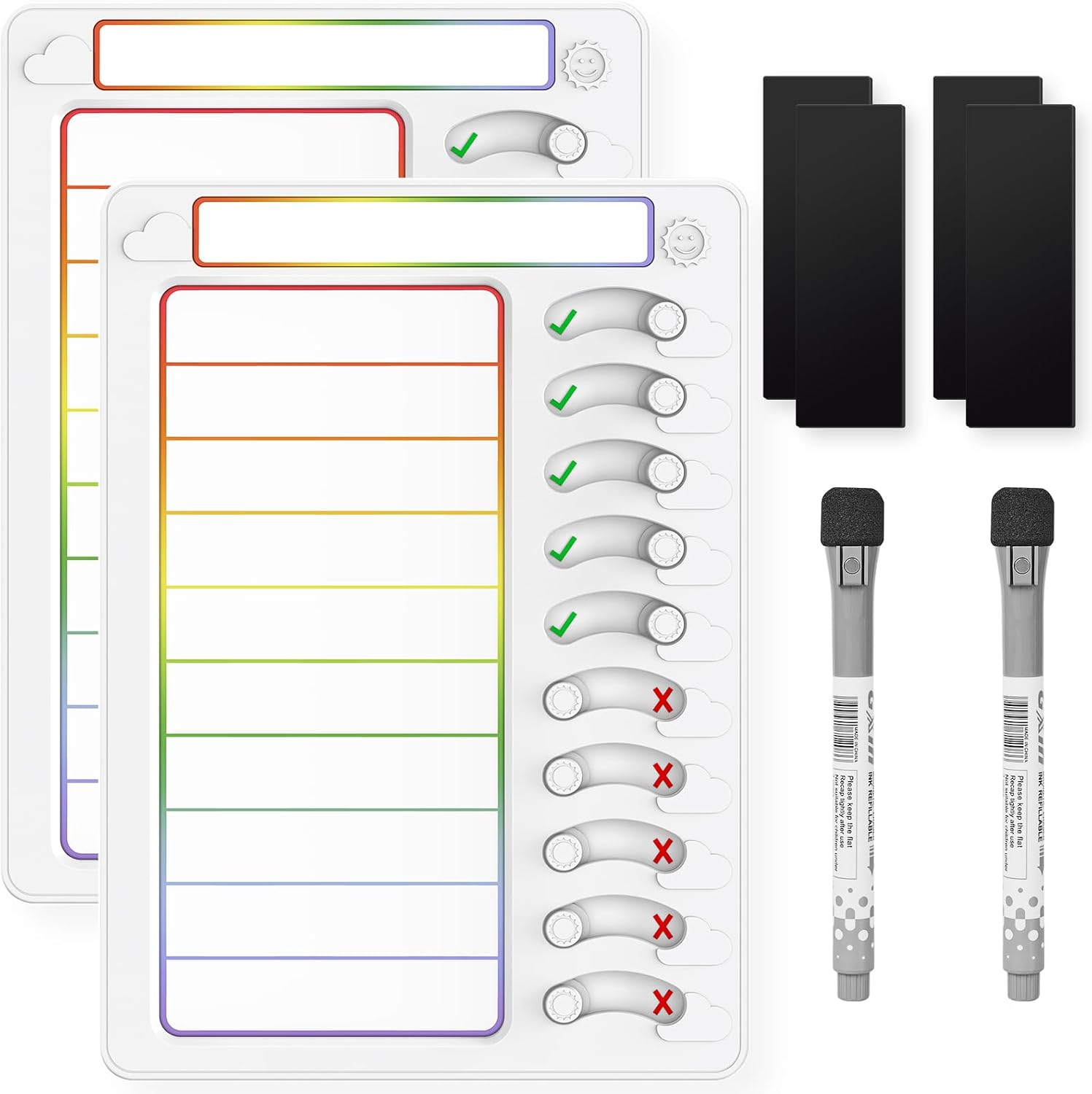 Thumbnail 6 de KAQUBE FC023A Dry Erase Chore Chart, 2-Pack with 10 Sliders