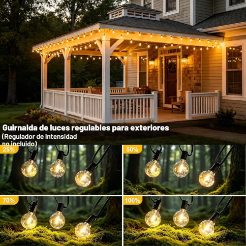 Detalle 2 de Guirnalda Luces Exterior LaPitio 15 m con 25+1 Bombillas G40, Impermeable