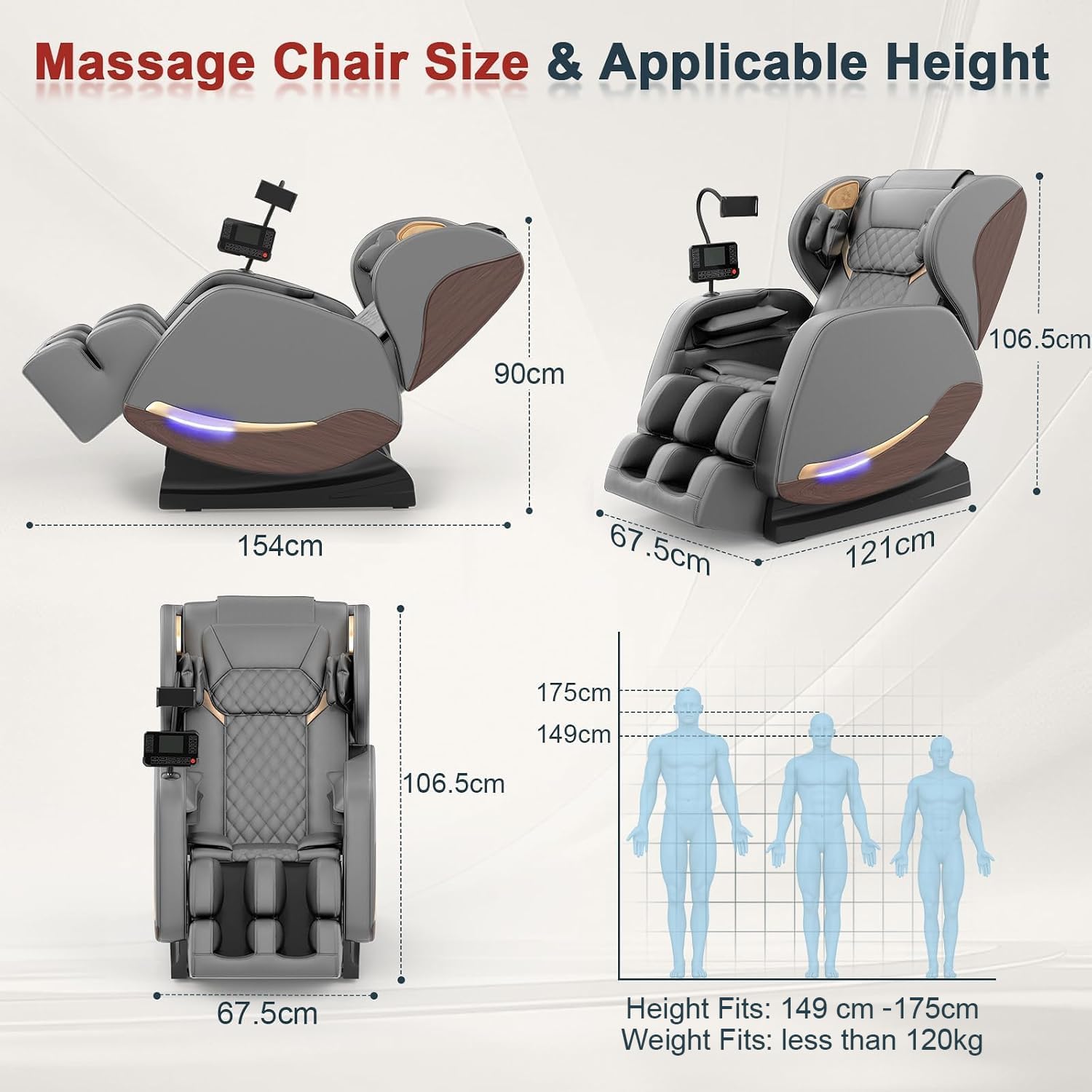 Detalle de yewglen massagestoel met 14 massagerollen, warmte en 8 airbags